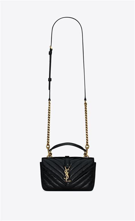 shiny ysl bag|COLLEGE mini chain bag in shiny crackled leather.